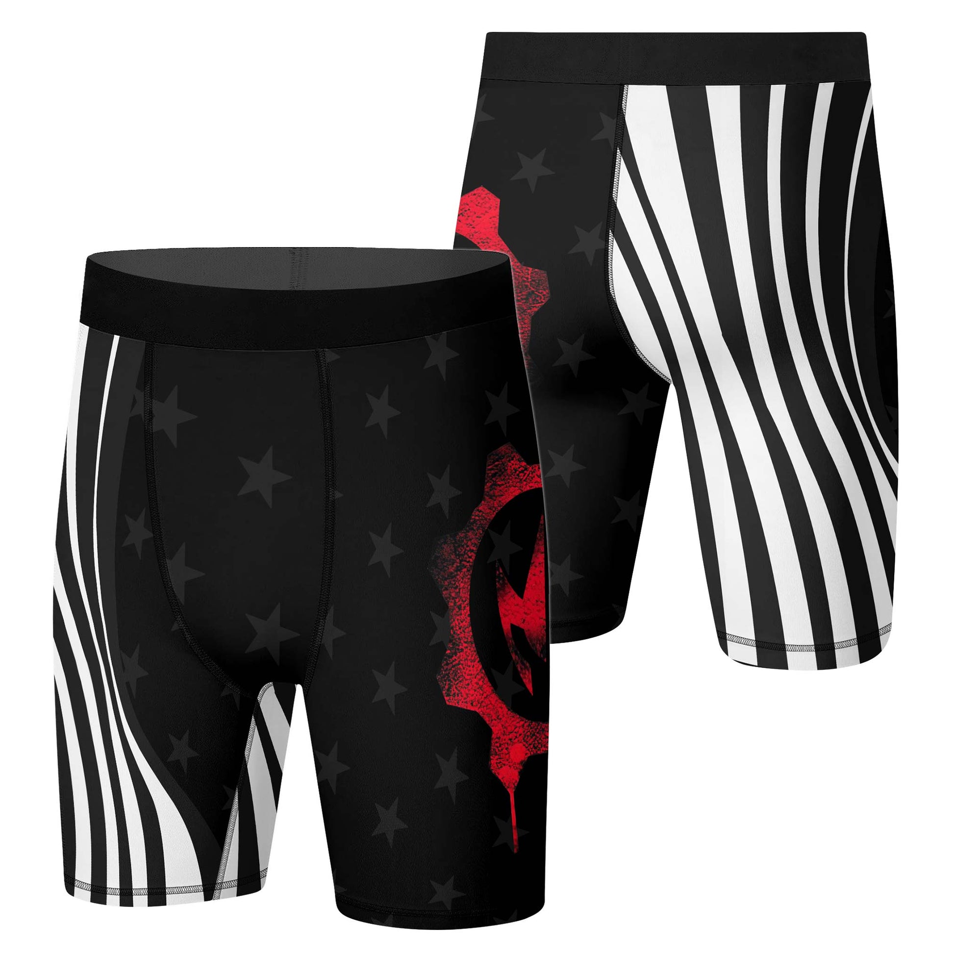 American Flag Black Compression Shorts