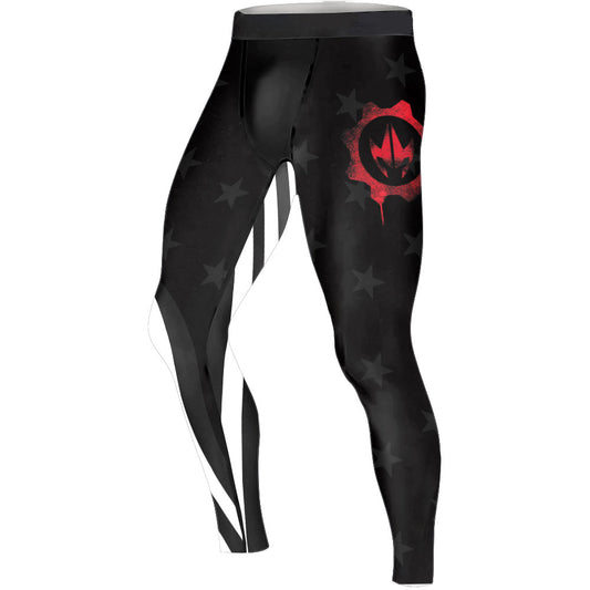 American Flag Black Men's Compression Leggings - BattleFitGear