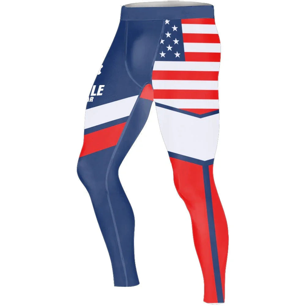 American Flag Men's Compression Leggings American Gym Pants
