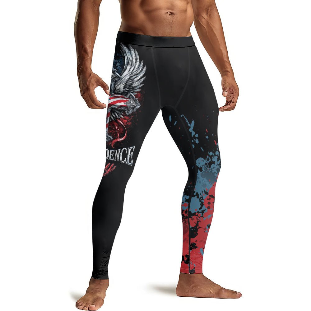 American Independence Cross Men's Compression Leggings - BattleFitGear