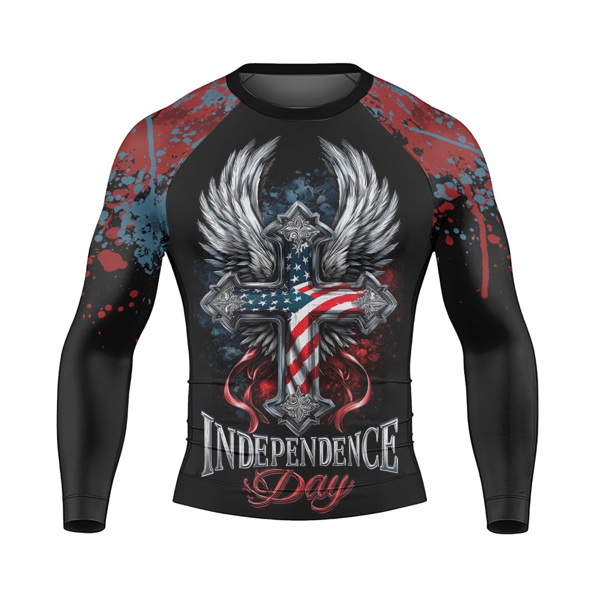 American Independence Cross Men's Long Sleeve Rash Guard - BattleFitGear