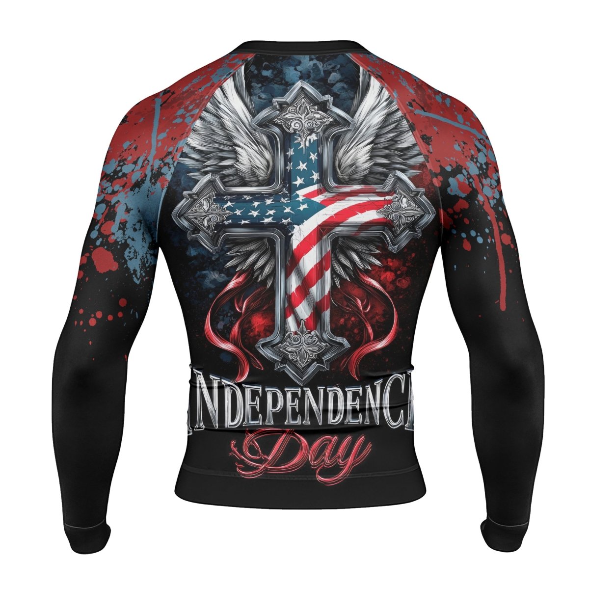 American Independence Cross Men's Long Sleeve Rash Guard - BattleFitGear