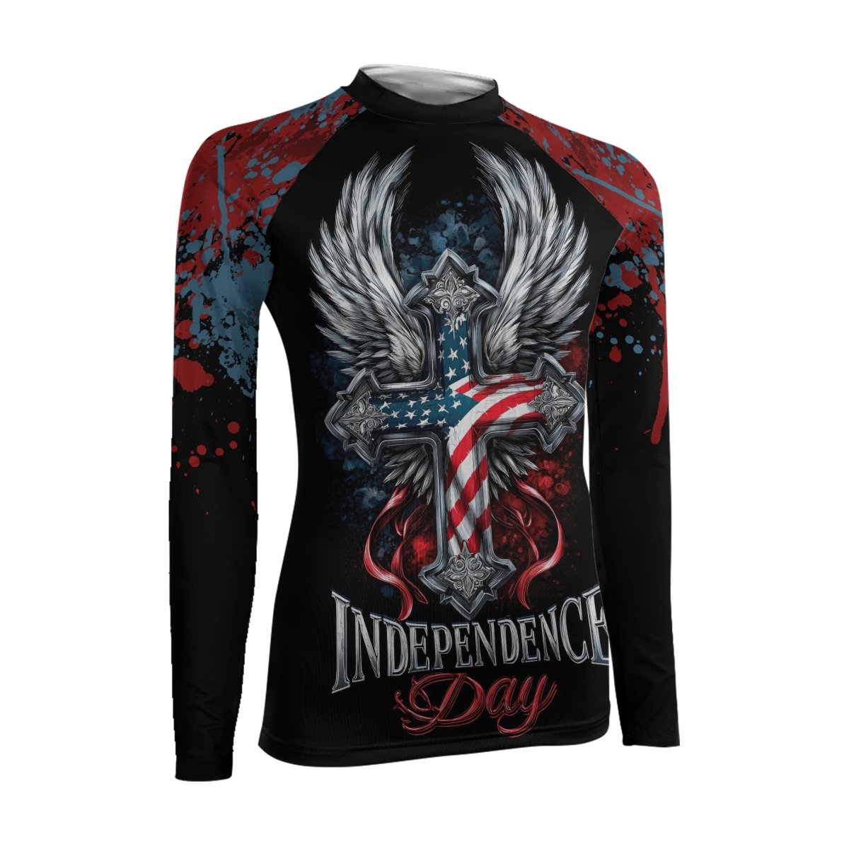 American Independence Cross Women's Long Sleeve Rash Guard - BattleFitGear