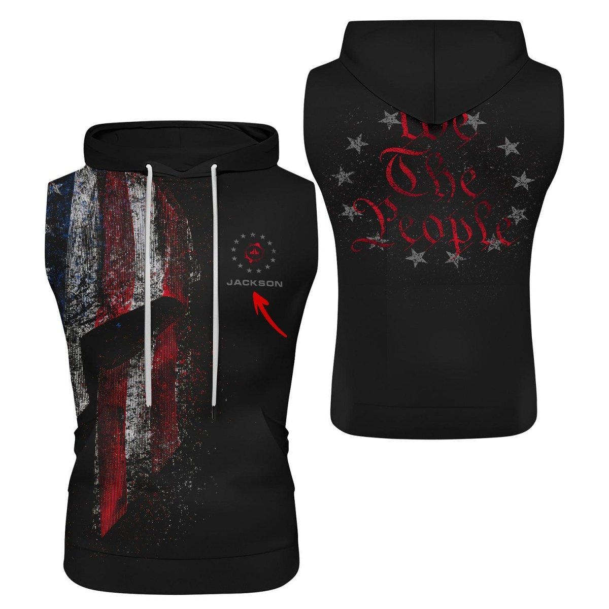 Personalized American Jiu Jitsu Grunge Sleeveless Pullover & Zip Hoodie - BattleFitGear