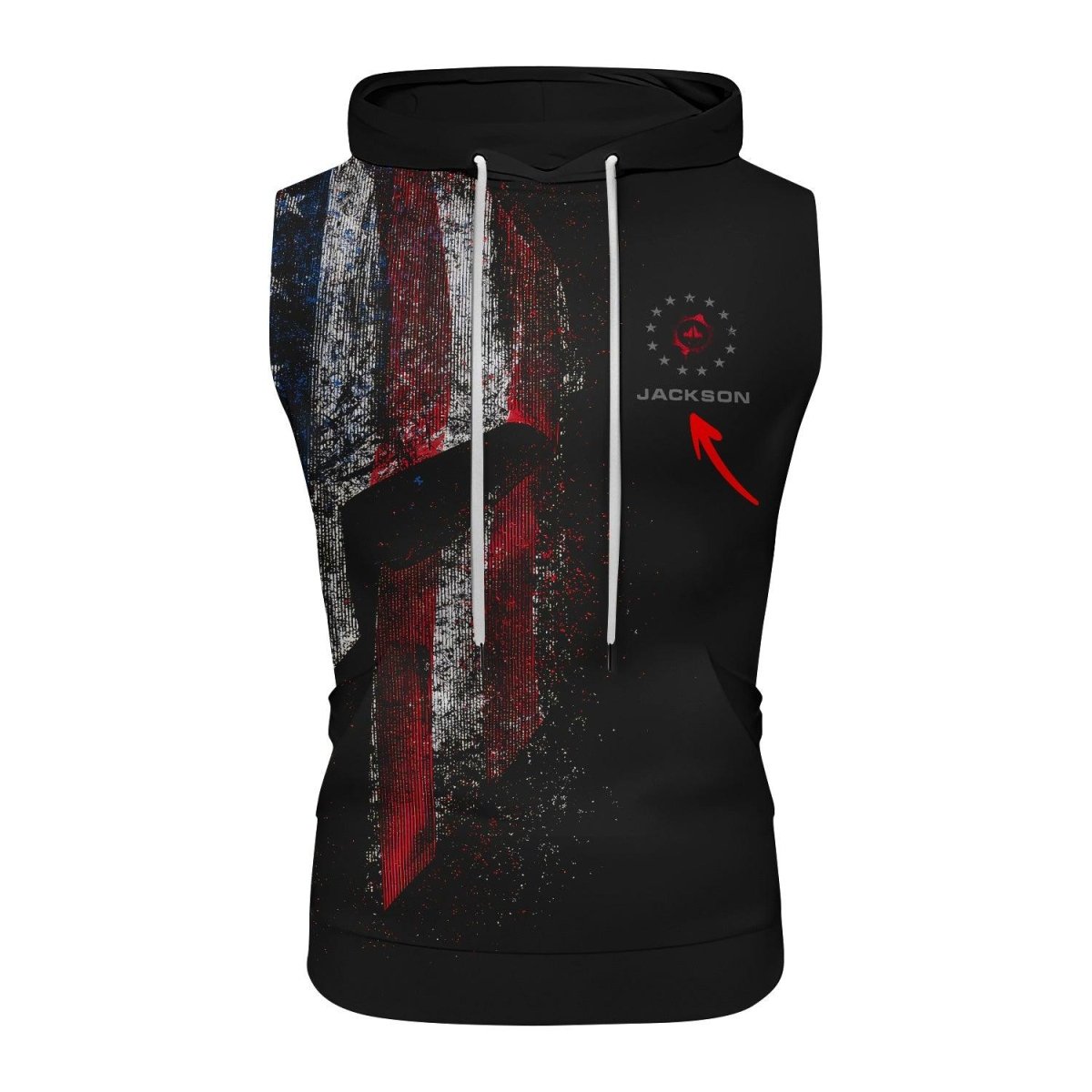 Personalized American Jiu Jitsu Grunge Sleeveless Pullover & Zip Hoodie - BattleFitGear