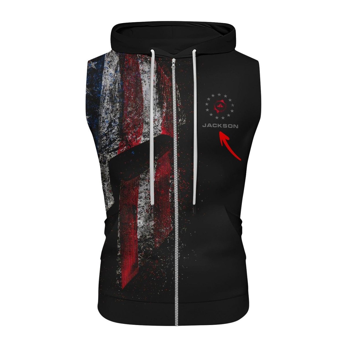 Personalized American Jiu Jitsu Grunge Sleeveless Pullover & Zip Hoodie - BattleFitGear