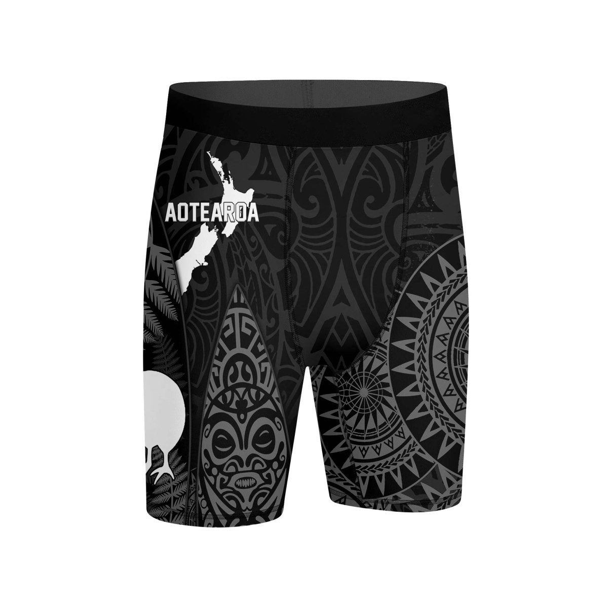 Aotearoa Kiwi Bird Grey Compression Shorts - BattleFitGear
