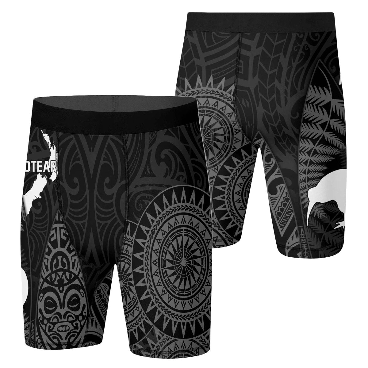 Aotearoa Kiwi Bird Grey Compression Shorts - BattleFitGear