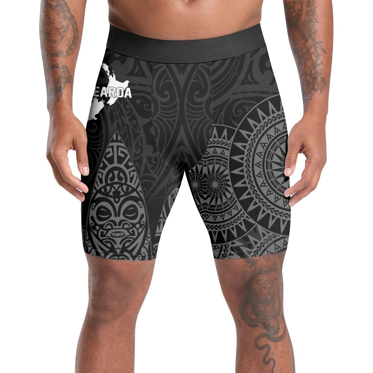 Aotearoa Kiwi Bird Grey Compression Shorts - BattleFitGear