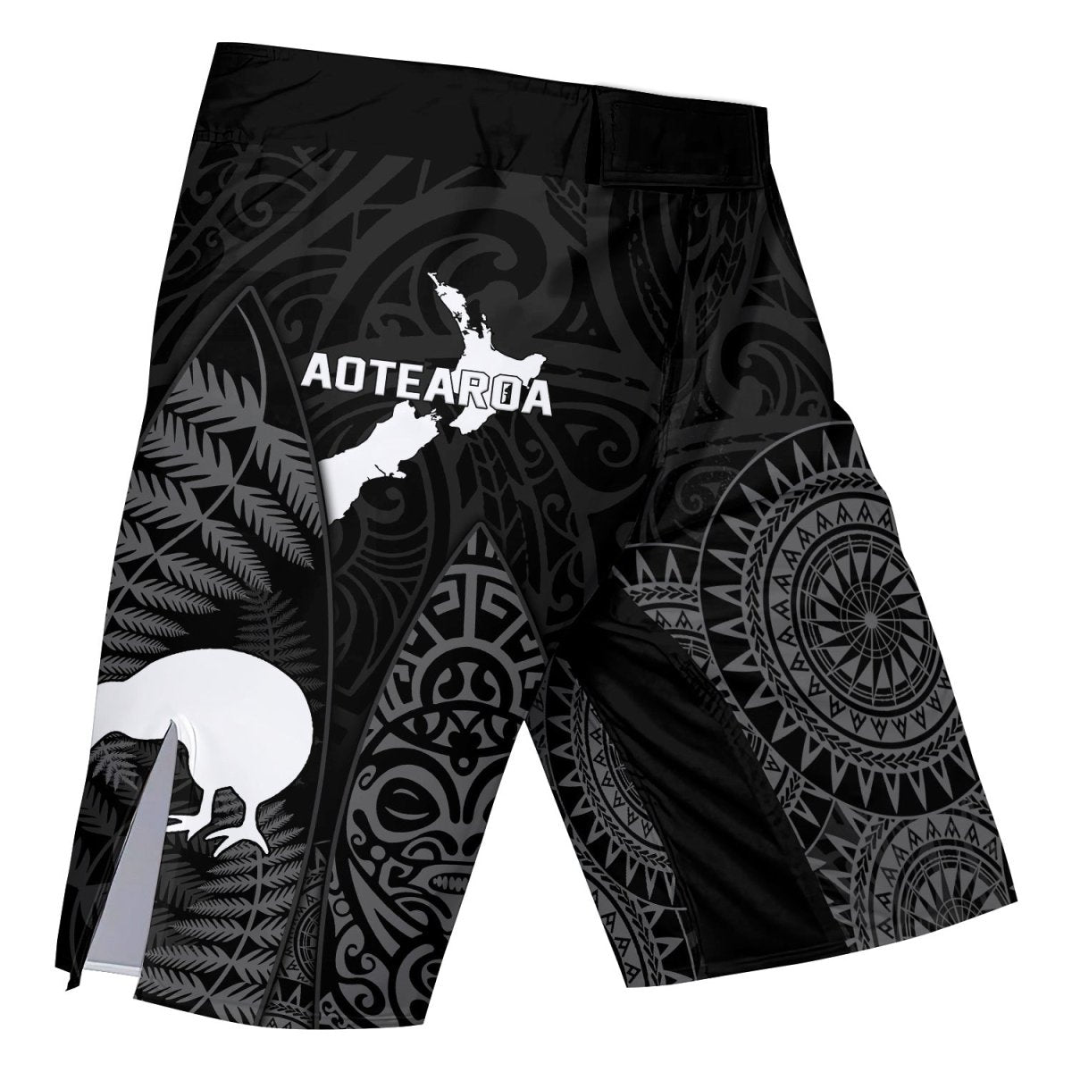 Aotearoa Kiwi Bird Grey Fight Shorts - BattleFitGear