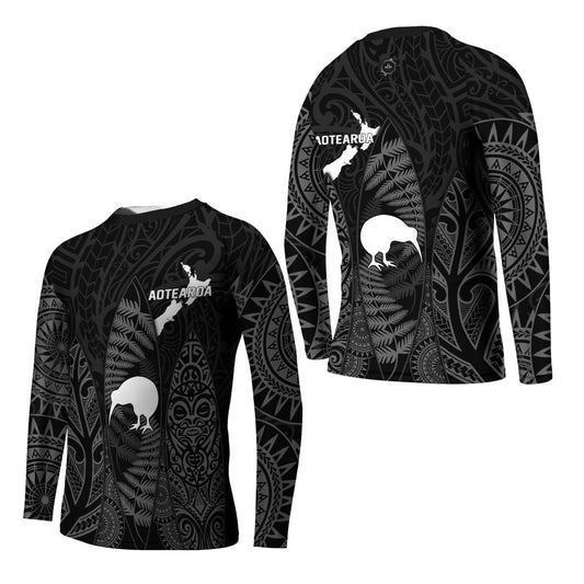 Aotearoa Kiwi Bird Grey Kids Rash Guard - BattleFitGear