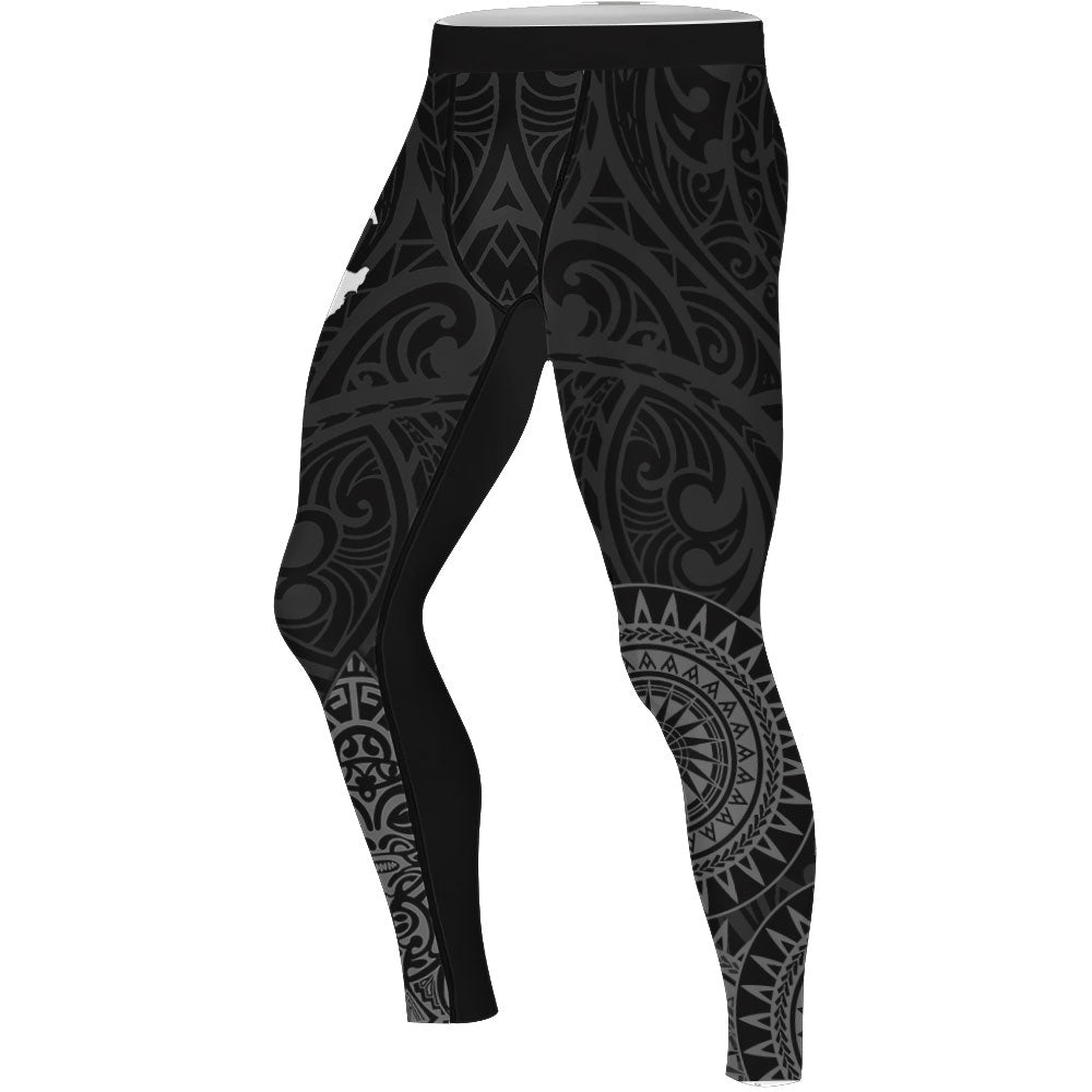 Aotearoa Kiwi Bird Grey Men's Compression Leggings - BattleFitGear