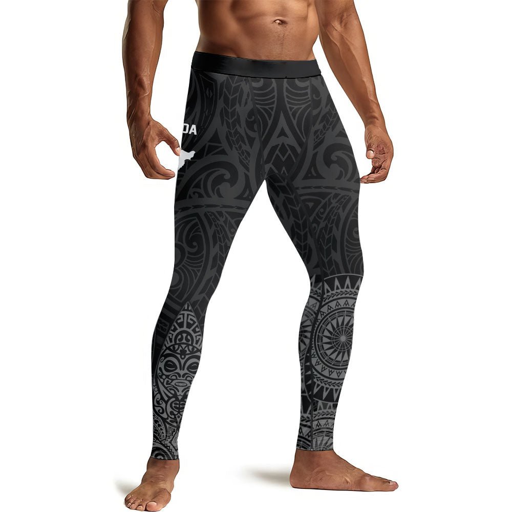 Aotearoa Kiwi Bird Grey Men's Compression Leggings - BattleFitGear