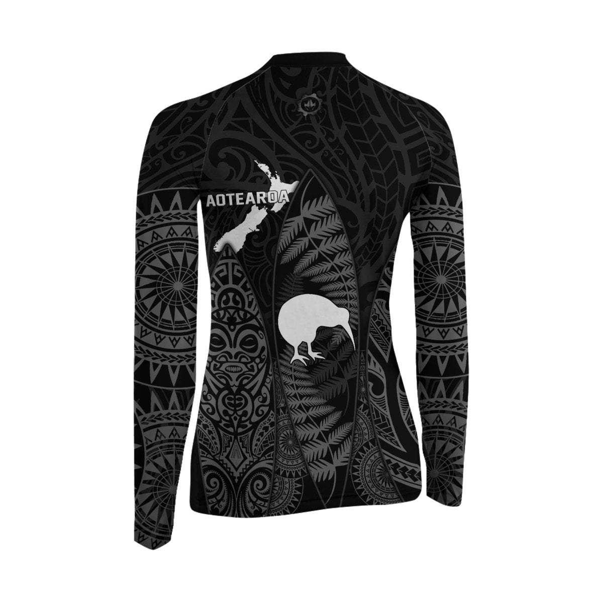 Aotearoa Kiwi Bird Grey Women's Long Sleeve Rash Guard - BattleFitGear