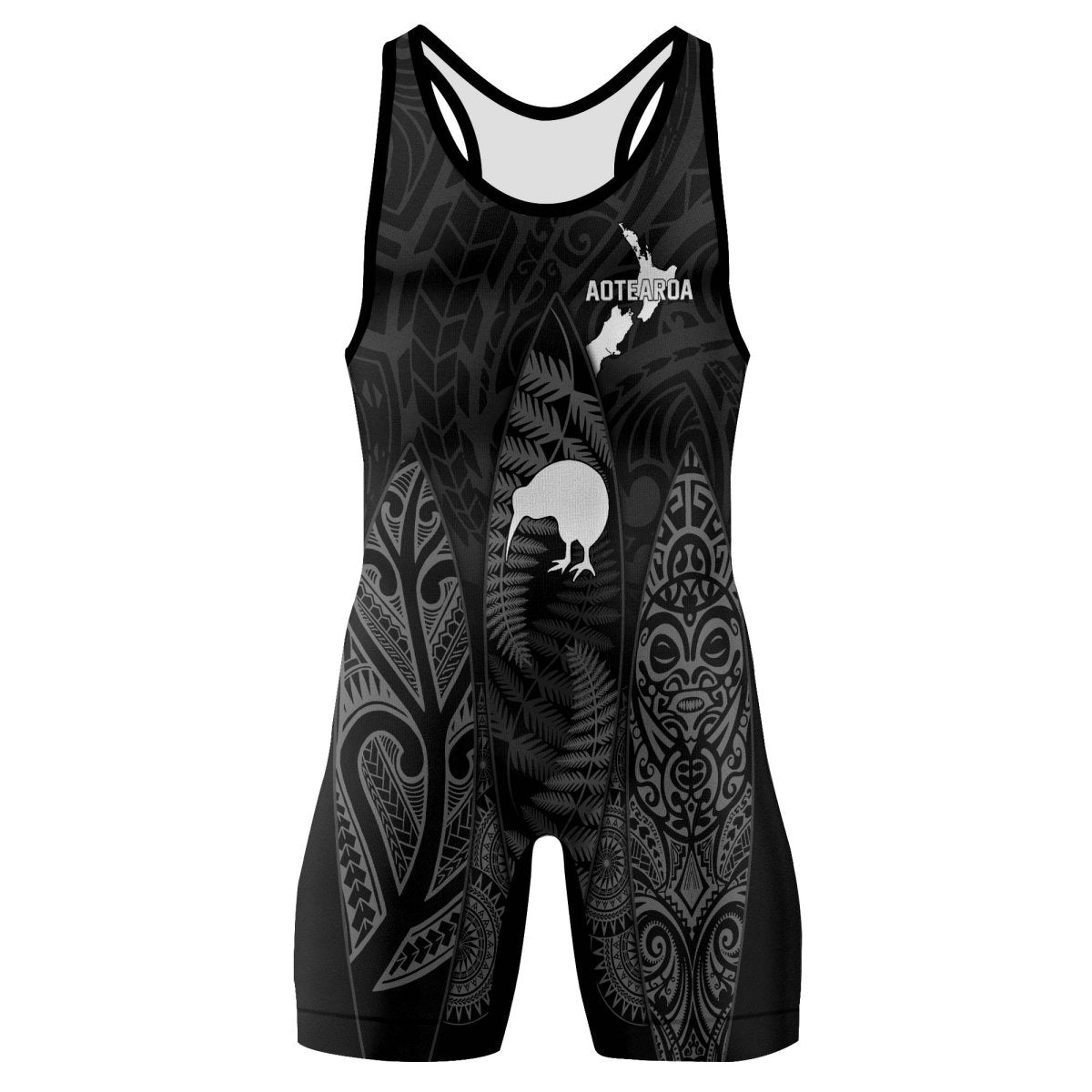 Aotearoa Kiwi Bird Grey Wrestling Singlets - BattleFitGear