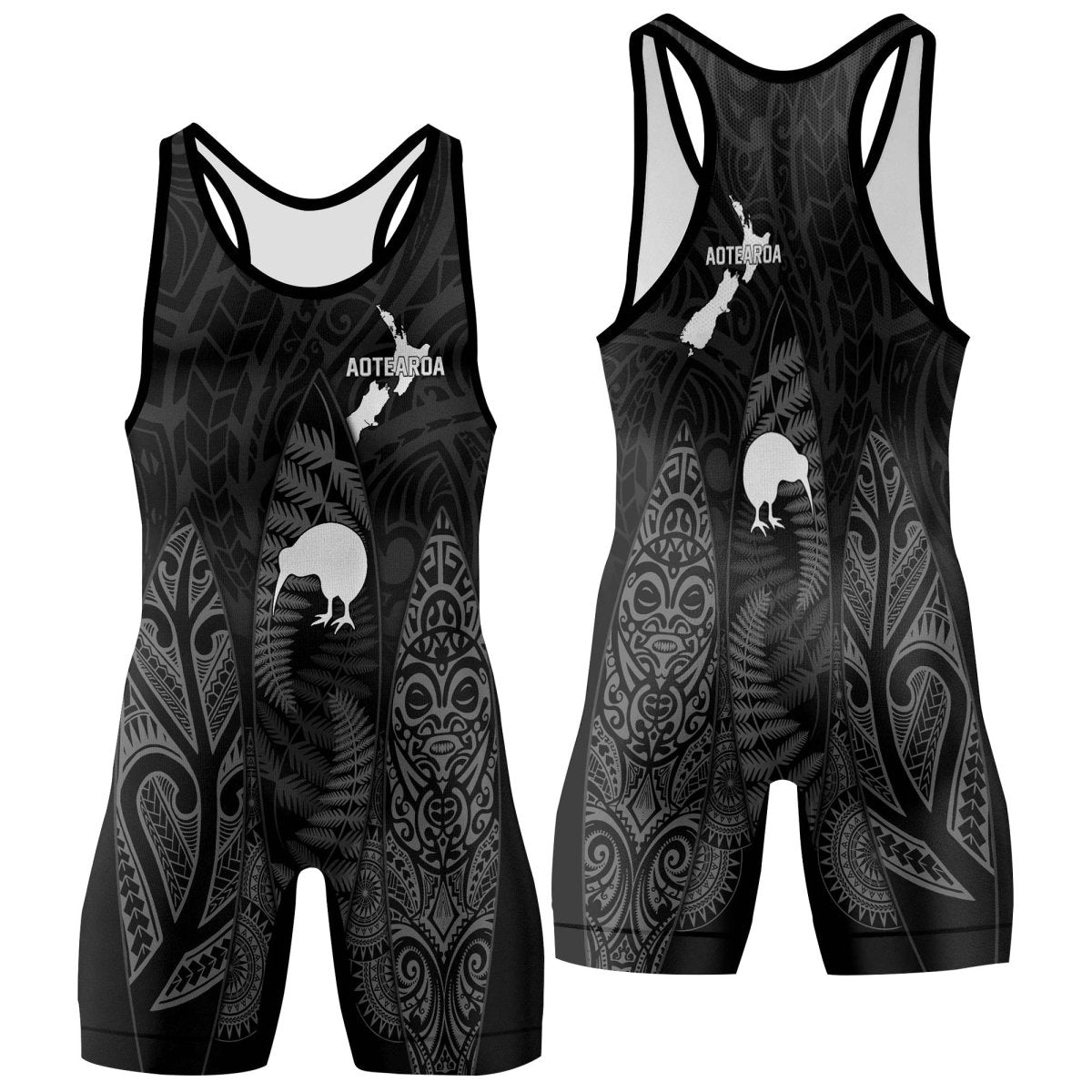 Aotearoa Kiwi Bird Grey Wrestling Singlets - BattleFitGear