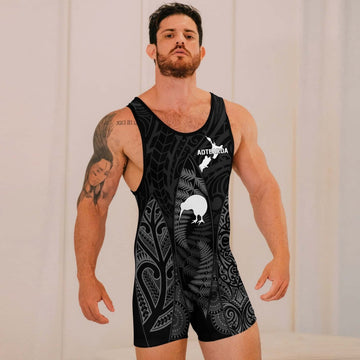 Aotearoa Kiwi Bird Grey Wrestling Singlets - BattleFitGear