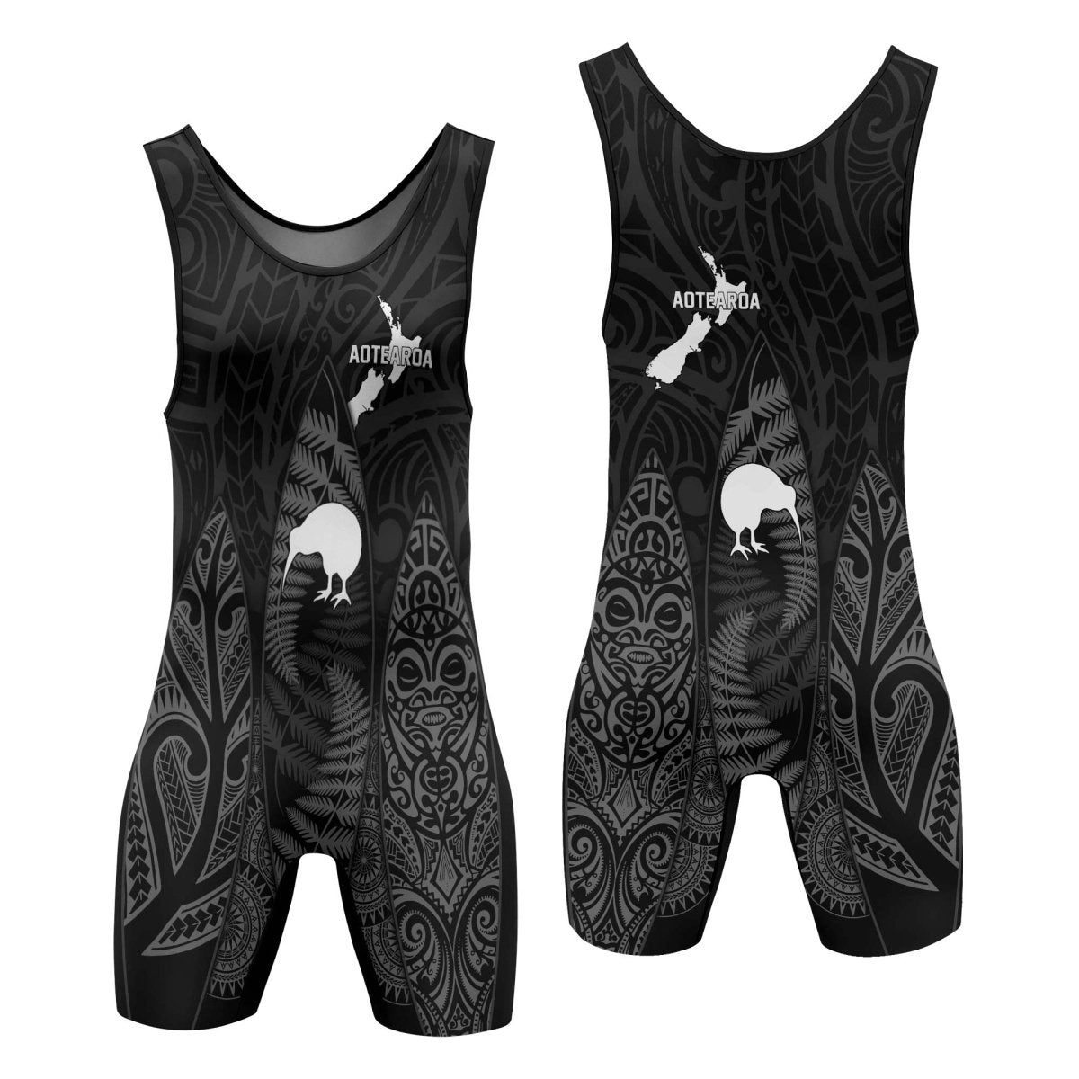 Aotearoa Kiwi Bird Grey Wrestling Singlets - BattleFitGear