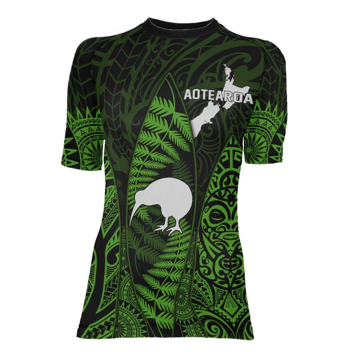 Aotearoa Kiwi Bird Women's Short Sleeve Rash Guard - BattleFitGear