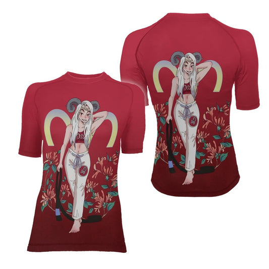 Aries Mom Women's Short Sleeve Rash Guard - BattleFitGear