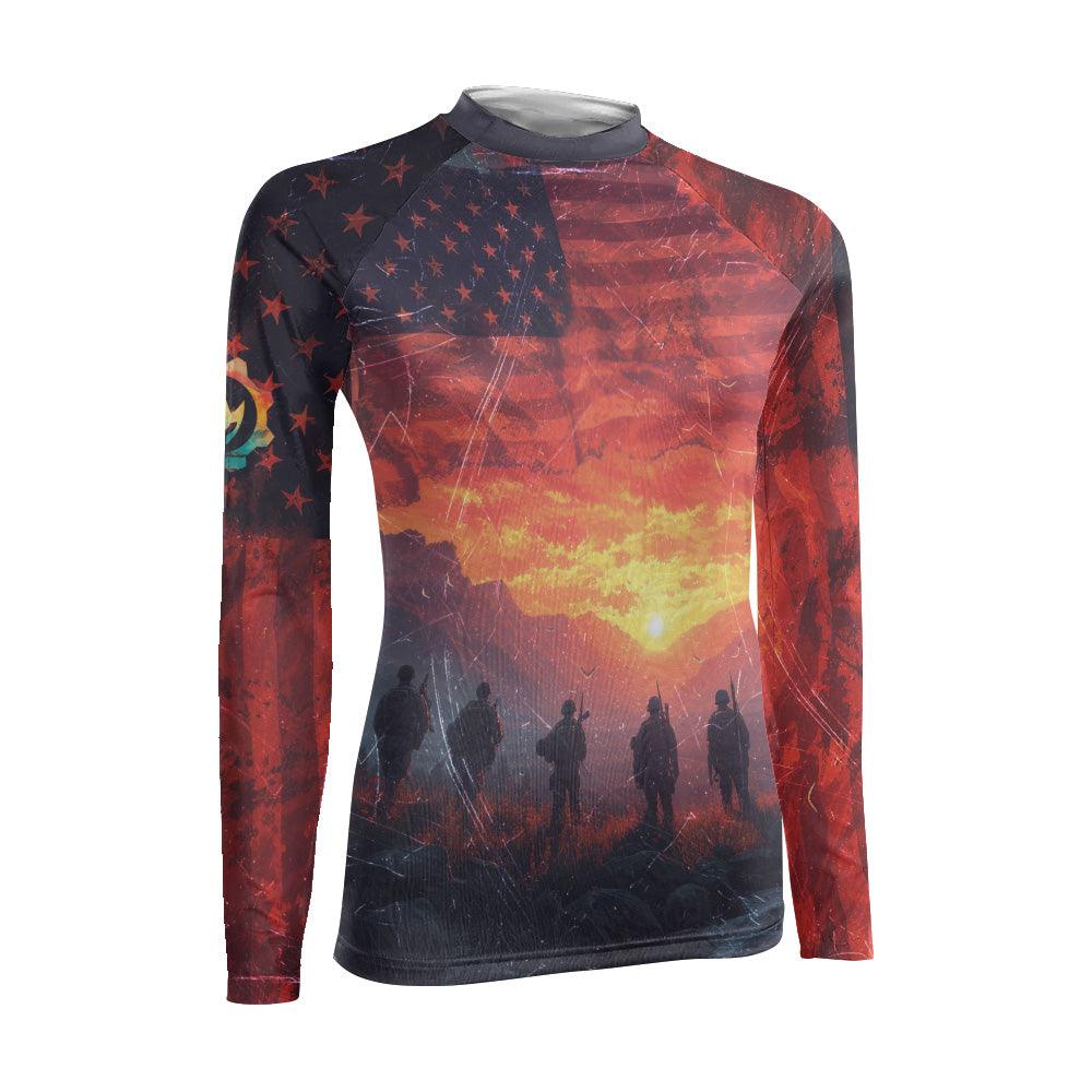 Army American Flag Women's Long Sleeve Rash Guard
