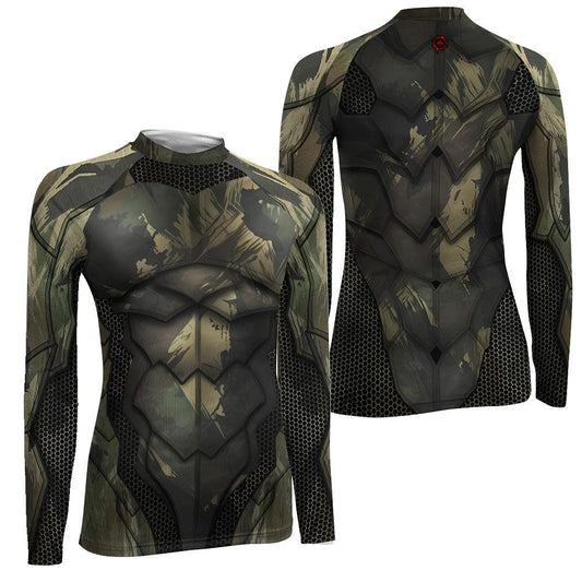 Army Camo Shell Women's Long Sleeve Rash Guard
