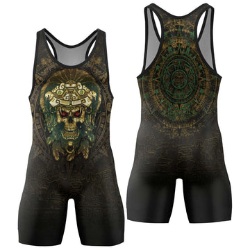 Aztec Jungle Warrior Mask Wrestling Singlets - BattleFitGear