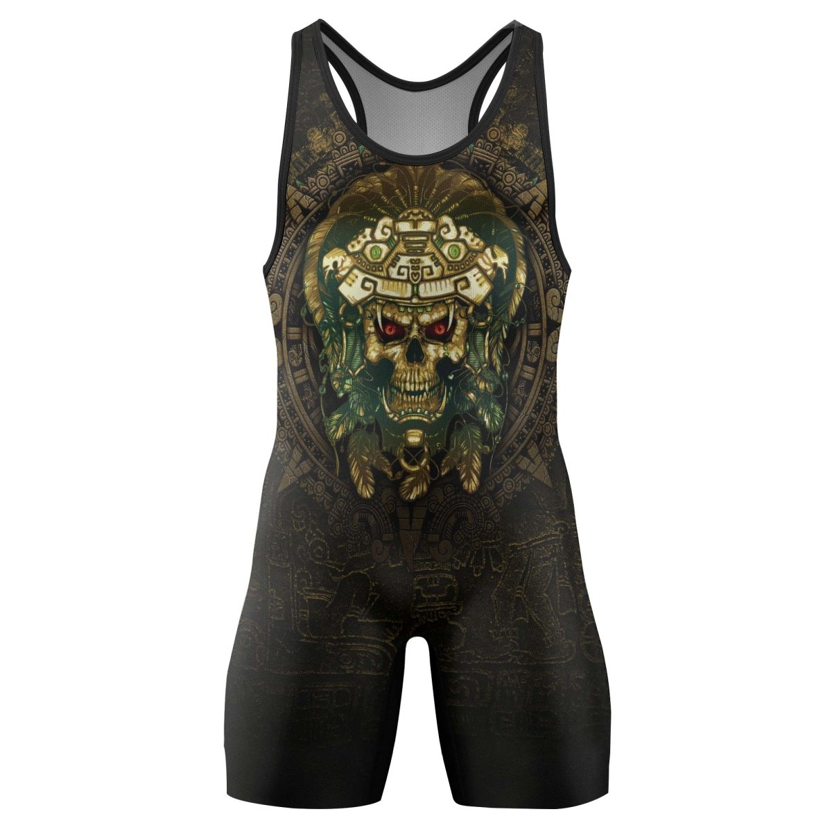 Aztec Jungle Warrior Mask Wrestling Singlets - BattleFitGear