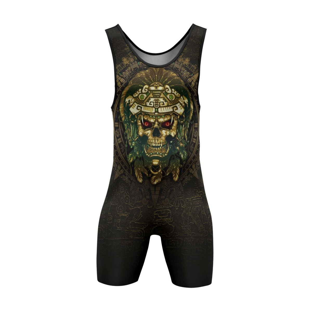 Aztec Jungle Warrior Mask Wrestling Singlets - BattleFitGear