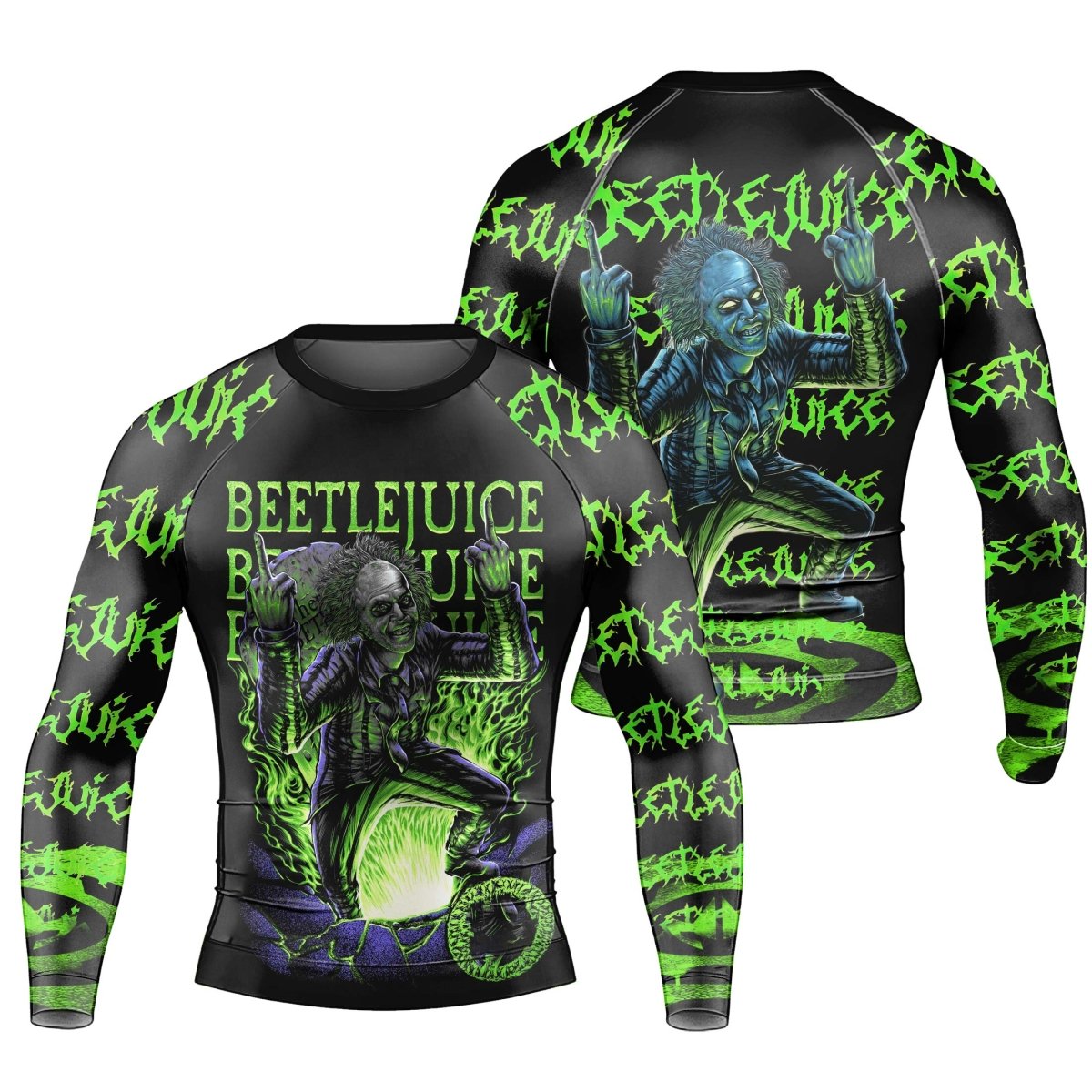 Beetlejuice Is Back Men's Long Sleeve Rash Guard - BattleFitGear