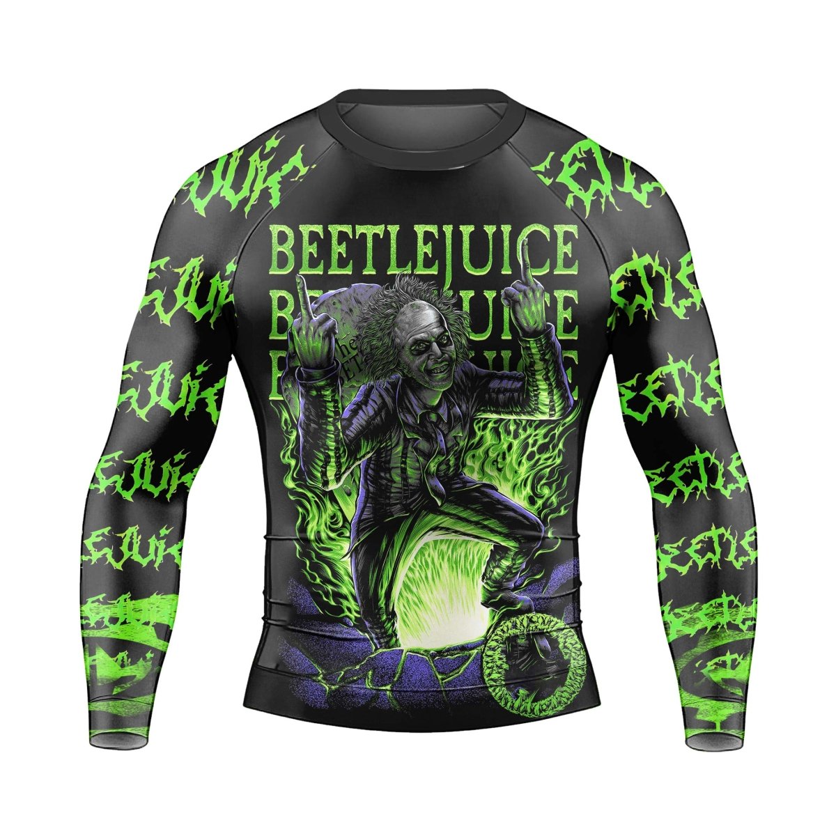 Beetlejuice Is Back Men's Long Sleeve Rash Guard - BattleFitGear