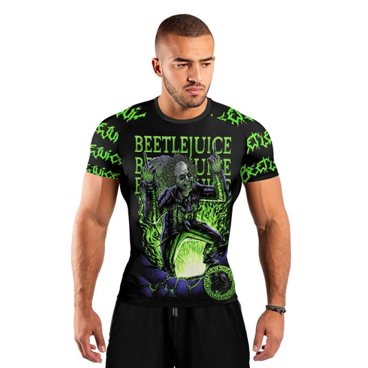 Beetlejuice Is Back Men's Short Sleeve Rash Guard - BattleFitGear