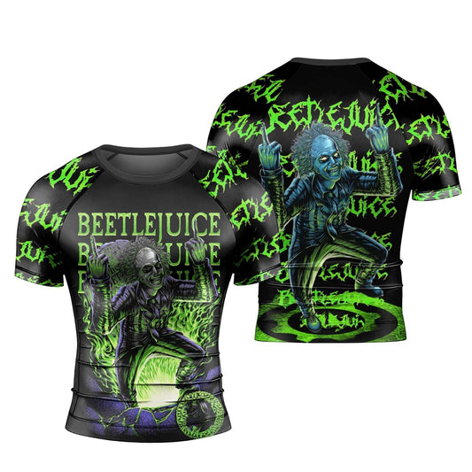 Beetlejuice Is Back Men's Short Sleeve Rash Guard - BattleFitGear
