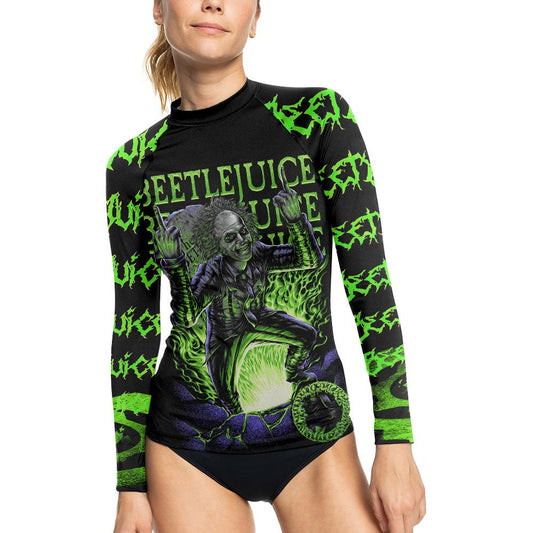 Beetlejuice Is Back Women's Long Sleeve Rash Guard - BattleFitGear