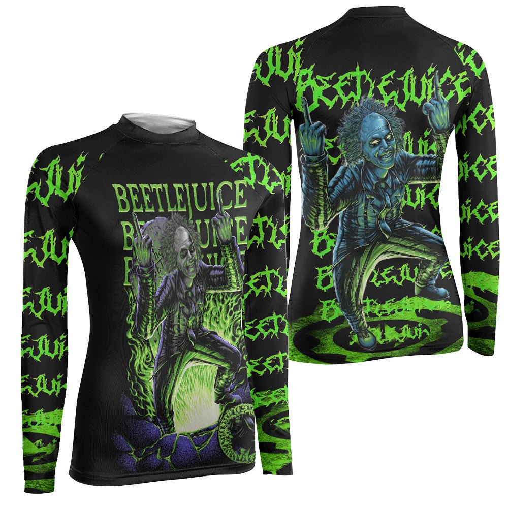 Beetlejuice Is Back Women's Long Sleeve Rash Guard - BattleFitGear