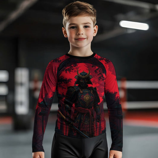 Blood Moon Samurai Kids Rash Guard - BattleFitGear