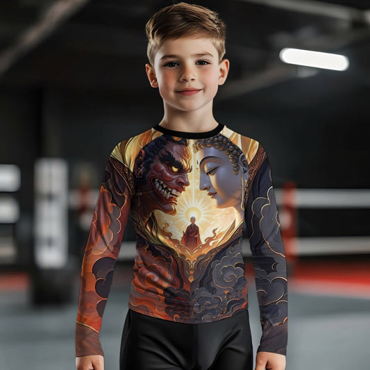 Buddha And Demon Kids Rash Guard - BattleFitGear