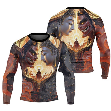 Buddha And Demon Men's Long Sleeve Rash Guard - BattleFitGear