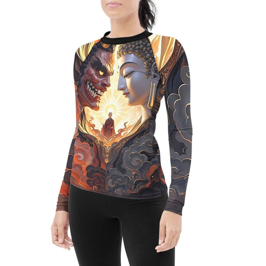 Buddha And Demon Women's Long Sleeve Rash Guard - BattleFitGear
