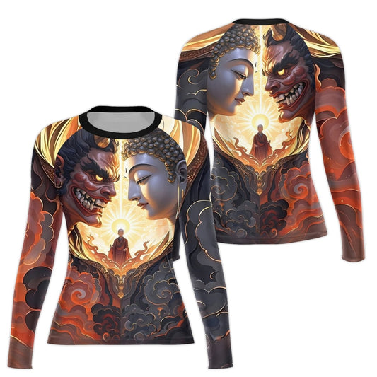 Buddha And Demon Women's Long Sleeve Rash Guard - BattleFitGear