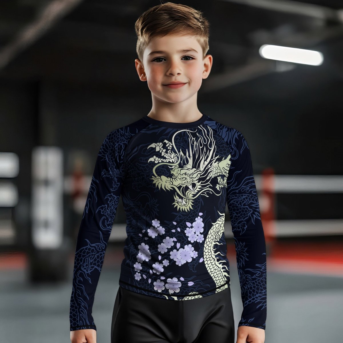 Cherry Blossom Dragon Kids Rash Guard - BattleFitGear