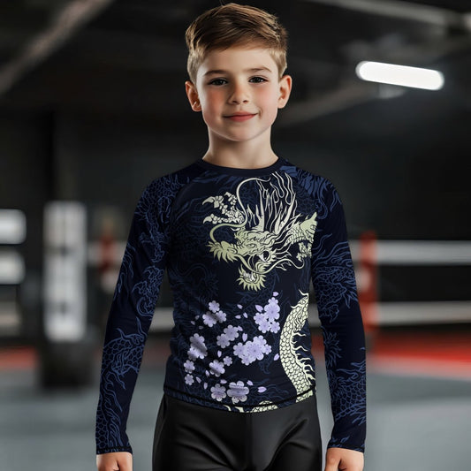 Cherry Blossom Dragon Kids Rash Guard - BattleFitGear