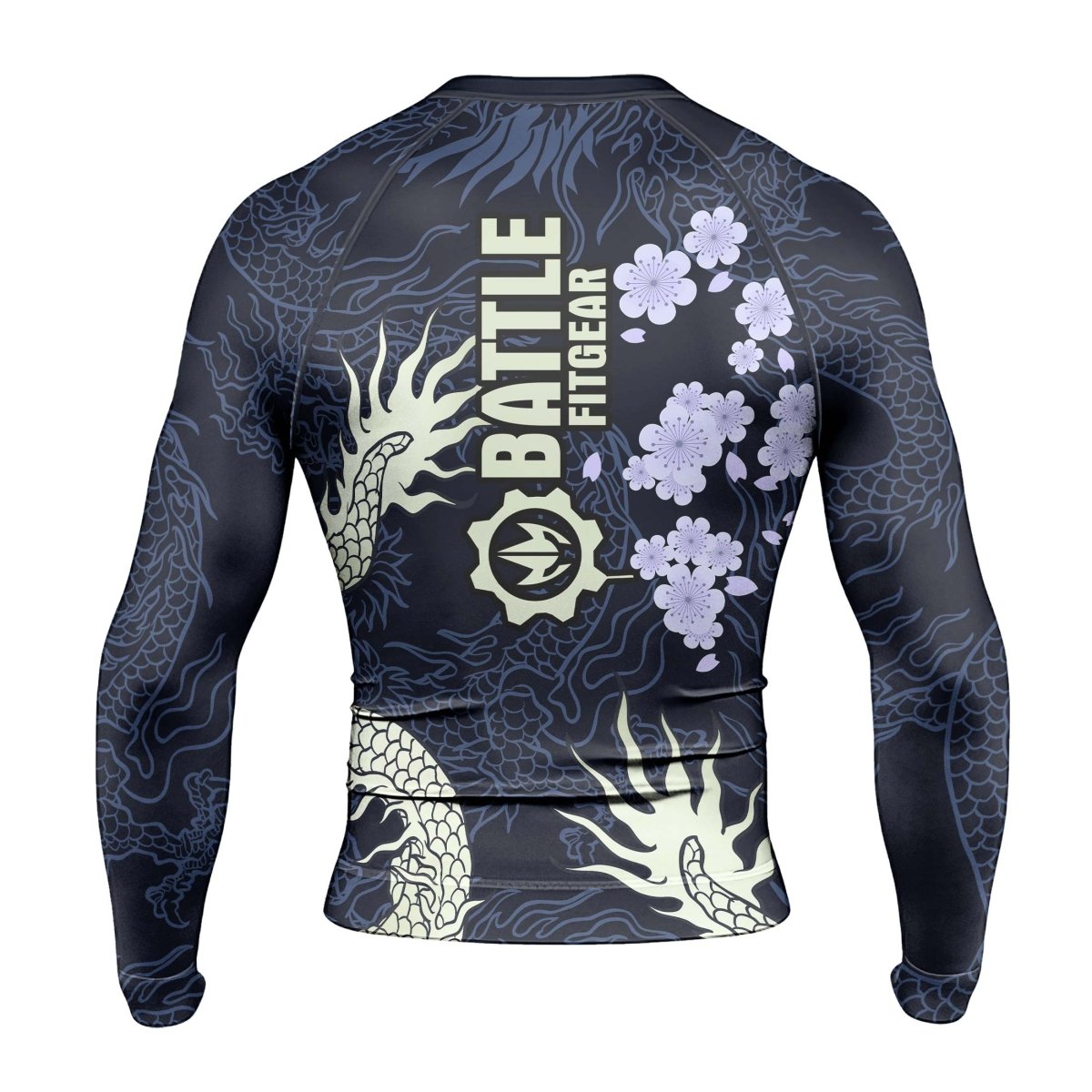 Cherry Blossom Dragon Men's Long Sleeve Rash Guard - BattleFitGear
