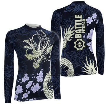 Cherry Blossom Dragon Women's Long Sleeve Rash Guard - BattleFitGear