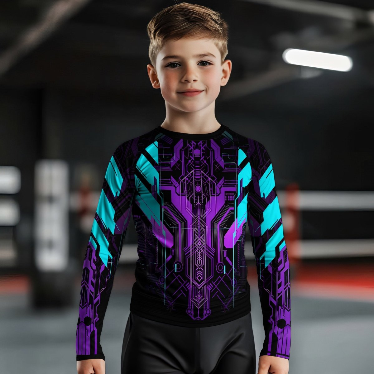 Cyberpunk Ultraviolet Kids Rash Guard - BattleFitGear