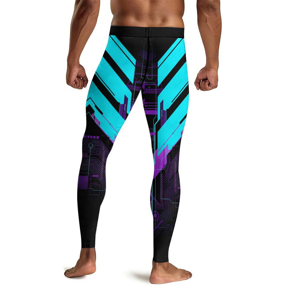 Cyberpunk Ultraviolet Men's Compression Leggings - BattleFitGear