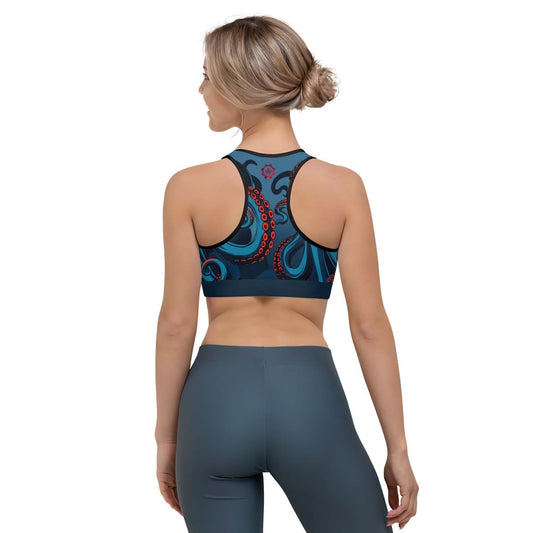 Dark Sea Octopus Women's Padded Sports Bra - BattleFitGear