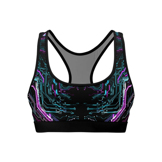 Deadly Glowing Circuit Women's Padded Sports Bra - BattleFitGear