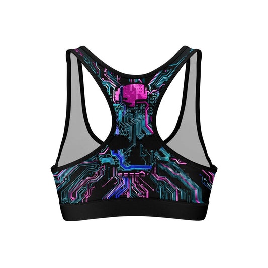 Deadly Glowing Circuit Women's Padded Sports Bra - BattleFitGear