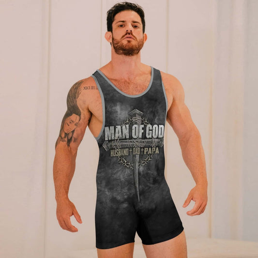 Father Man Of God Wrestling Singlets - BattleFitGear
